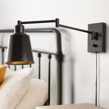 Cary 5.75" Iron Contemporary Swing Arm LED Wall Sconce - JONATHAN Y